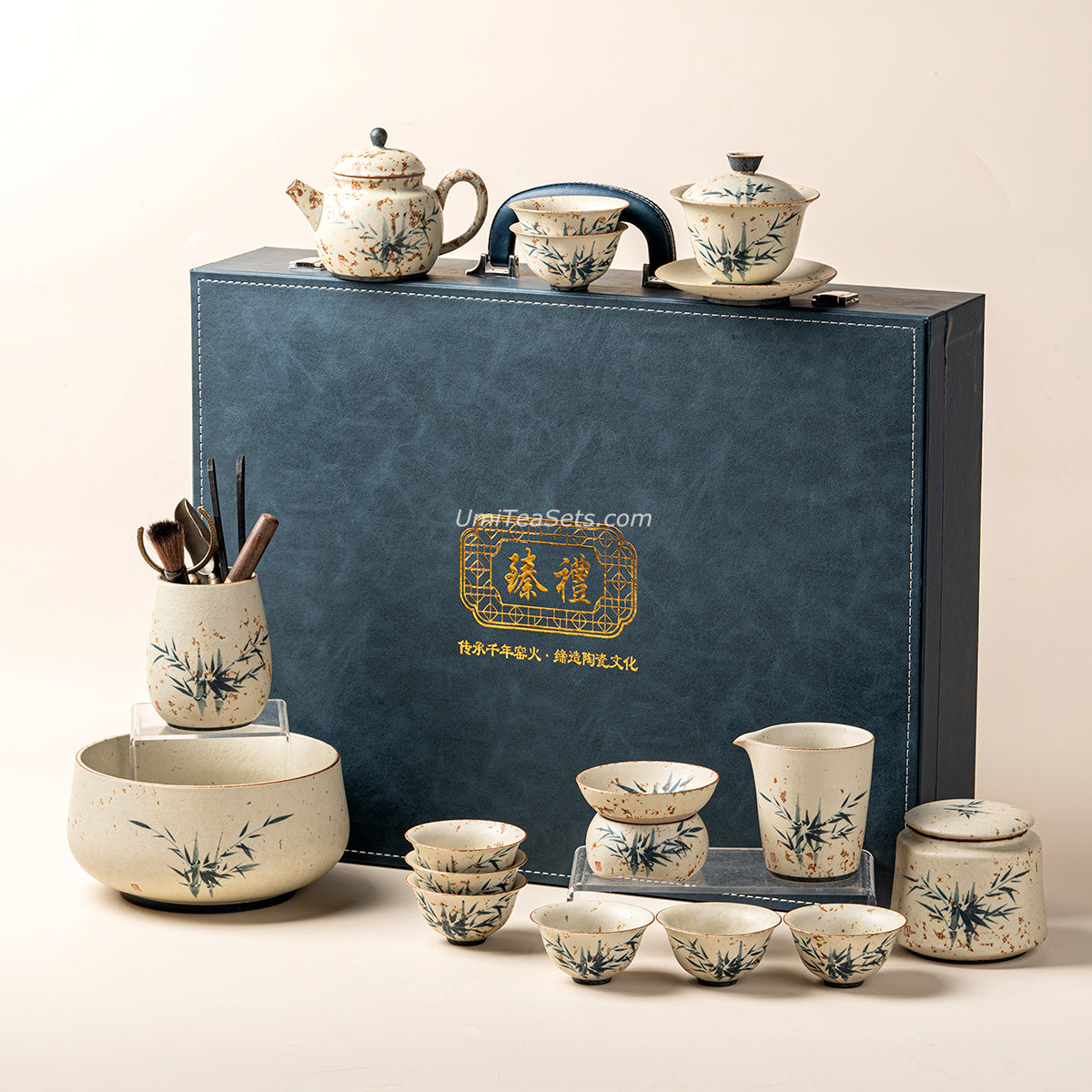 Ruyao Ceramic Bamboo Tea Set with Teapot and Cups