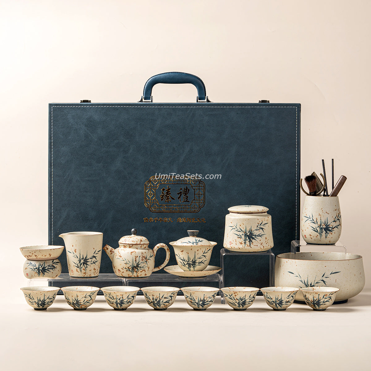 Ruyao Ceramic Bamboo Tea Set with Teapot and Cups