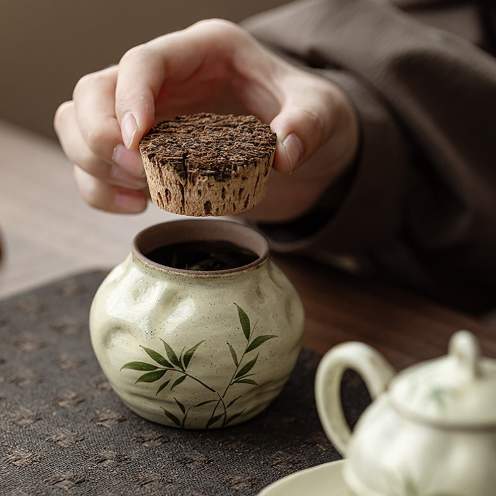 Handmade Ceramic Tea Caddy with Wooden Plug