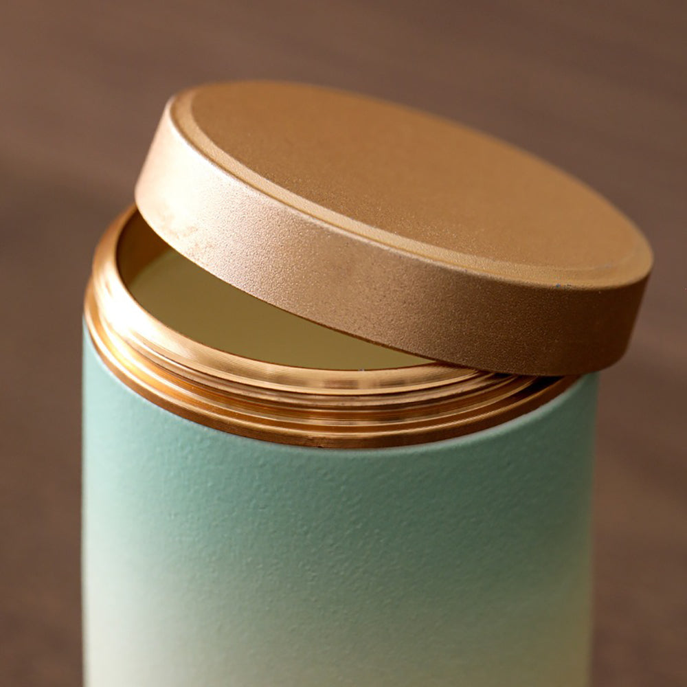 Gradient Ceramic Tea Caddy Set with Alloy Lids - Portable Storage for Loose Leaf Tea