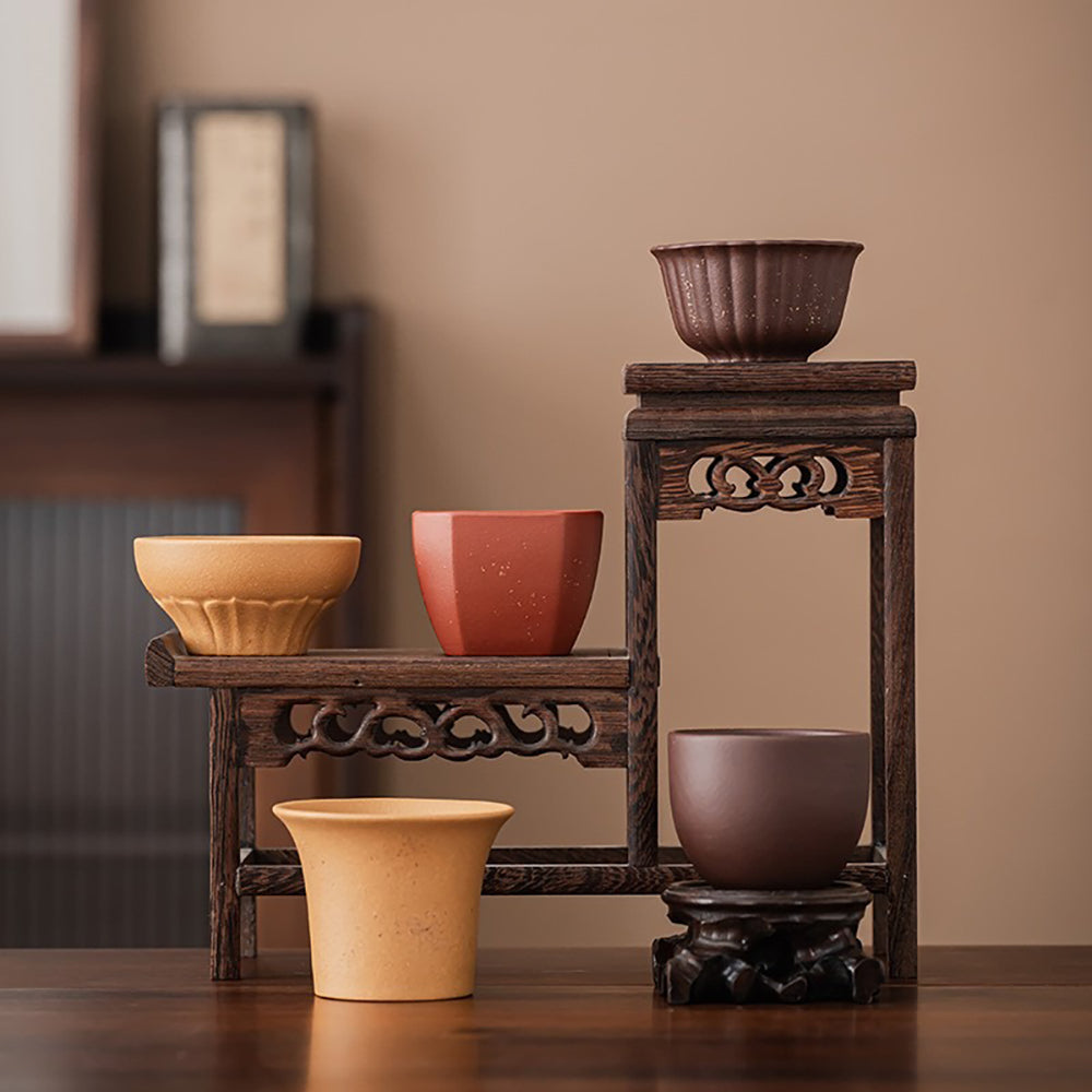 Handcrafted Yixing Purple Clay Tea Cup Set - Five Elements Design