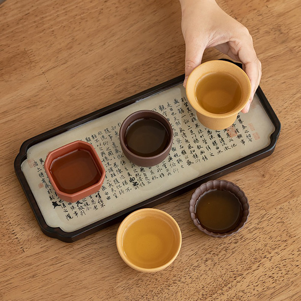 Handcrafted Yixing Purple Clay Tea Cup Set - Five Elements Design