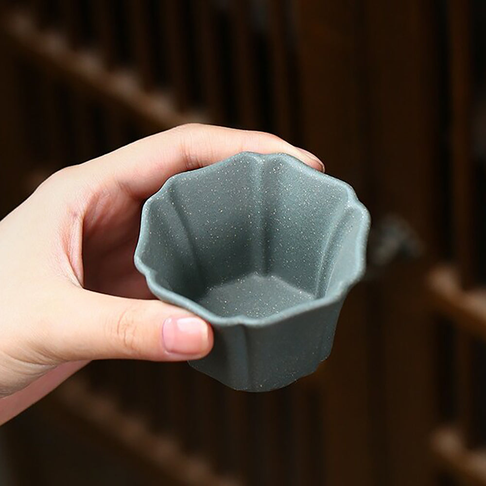 Purple Clay Flower Gongfu Tea Cup Set with Gift Box