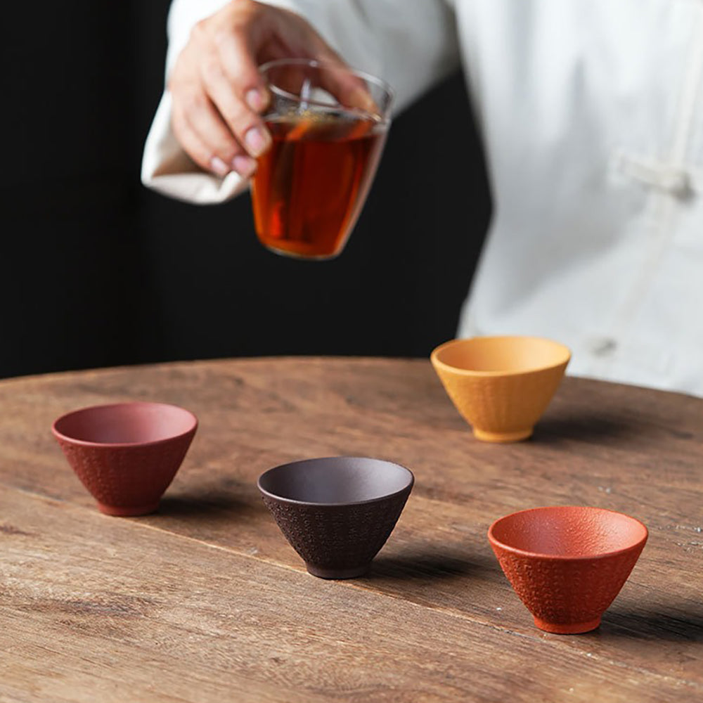 Yixing Purple Clay Heart Sutra Tea Cup Set