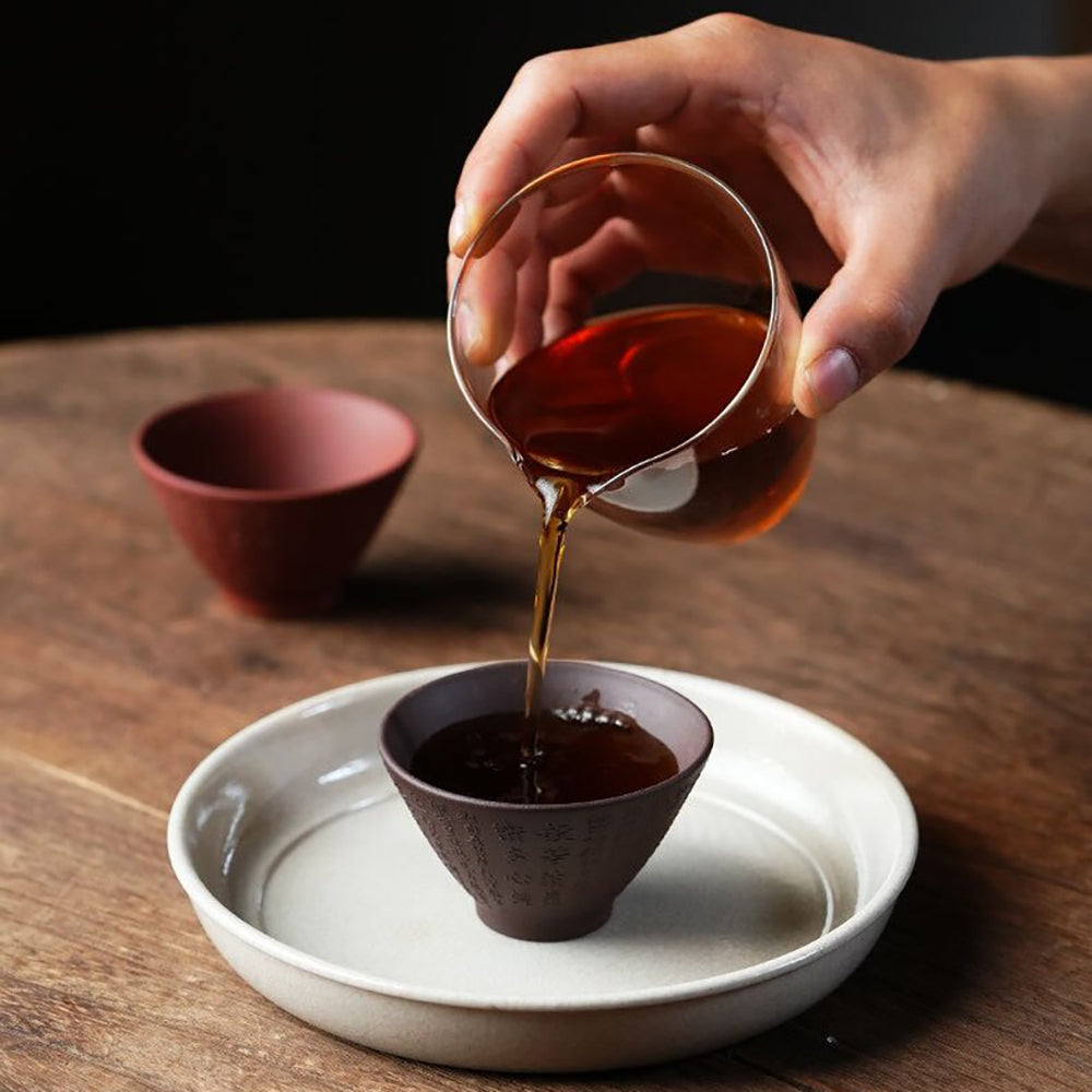 Yixing Purple Clay Heart Sutra Tea Cup Set