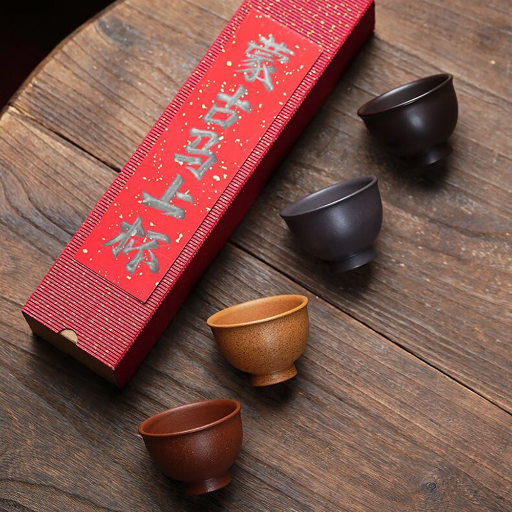 Handmade Purple Clay Goblet Tea Cup Set