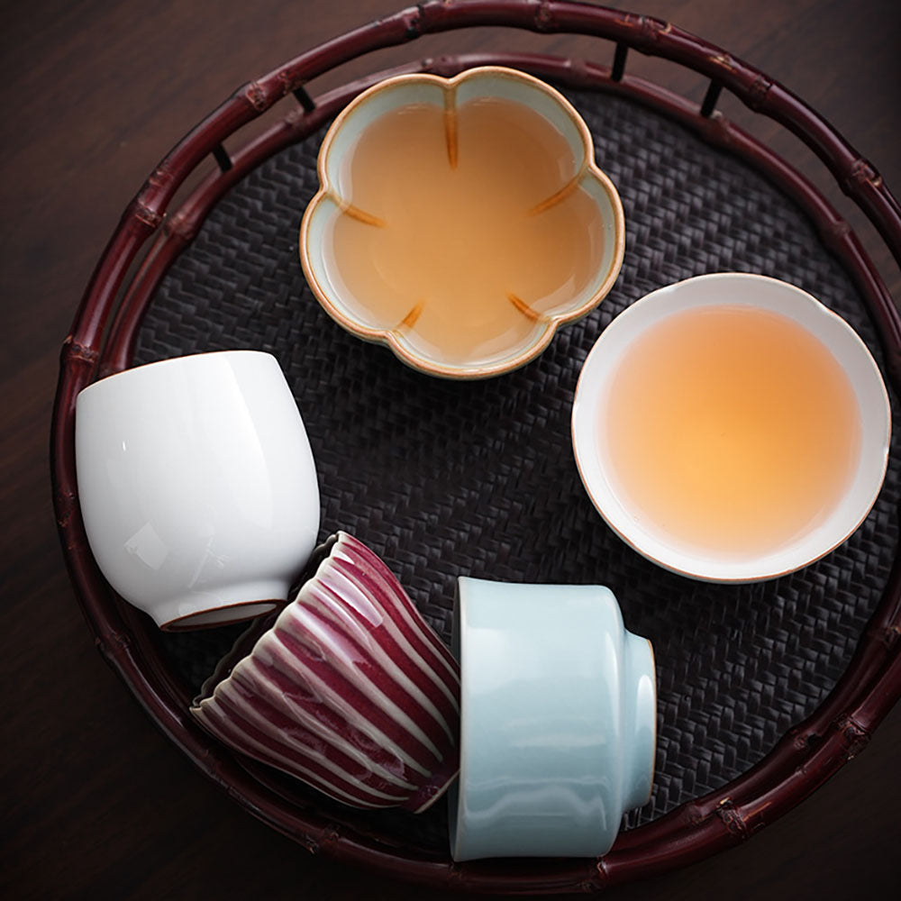 Ceramic Gongfu Tea Cup Set - Five Unique Kiln Styles