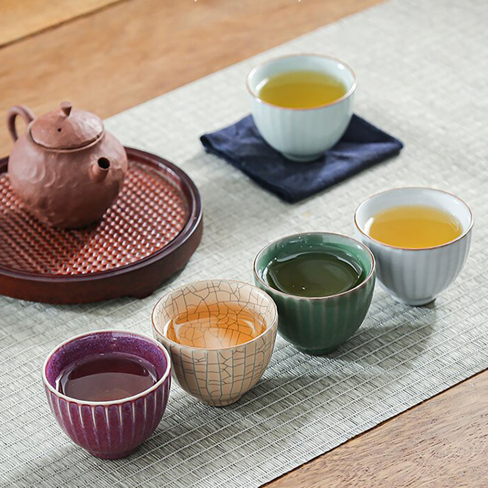 Ceramic Gongfu Tea Cup Set - Five Unique Kiln Designs