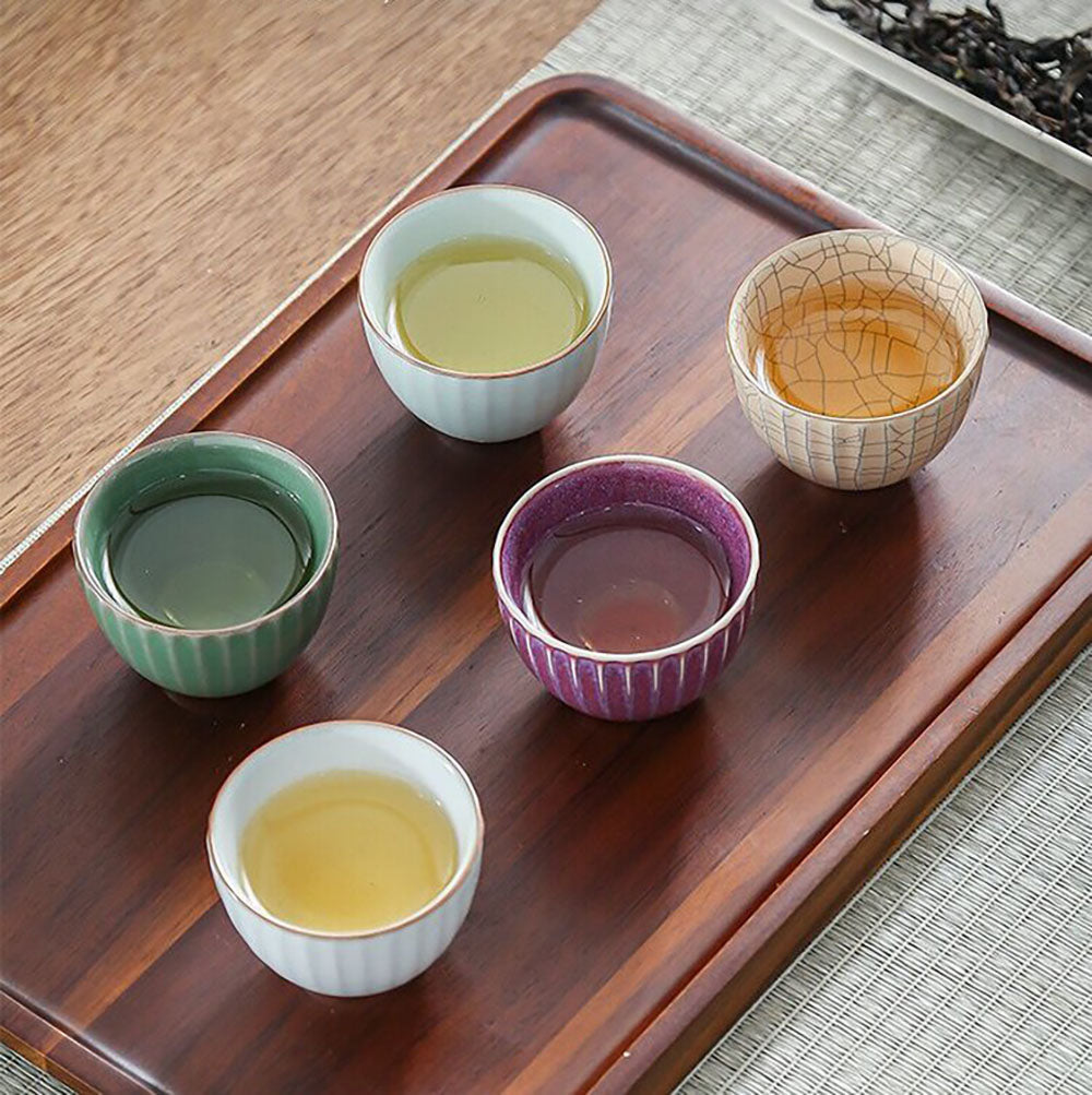 Ceramic Gongfu Tea Cup Set - Five Unique Kiln Designs