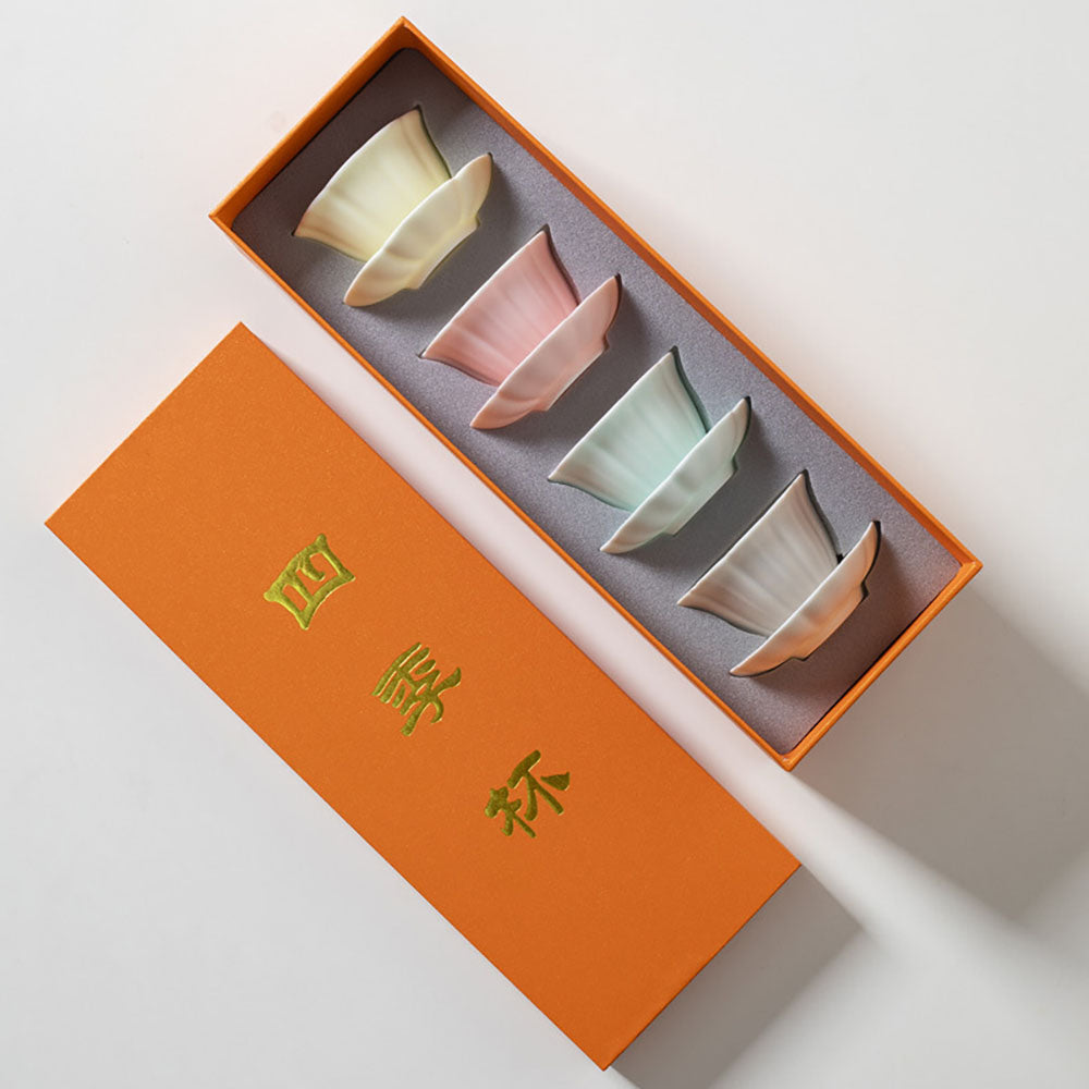 Four Seasons Ruyao Porcelain Gongfu Tea Cup Set