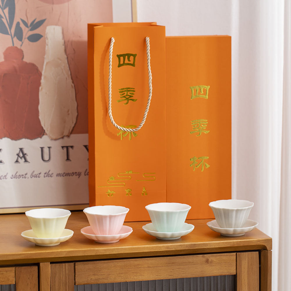 Four Seasons Ruyao Porcelain Gongfu Tea Cup Set