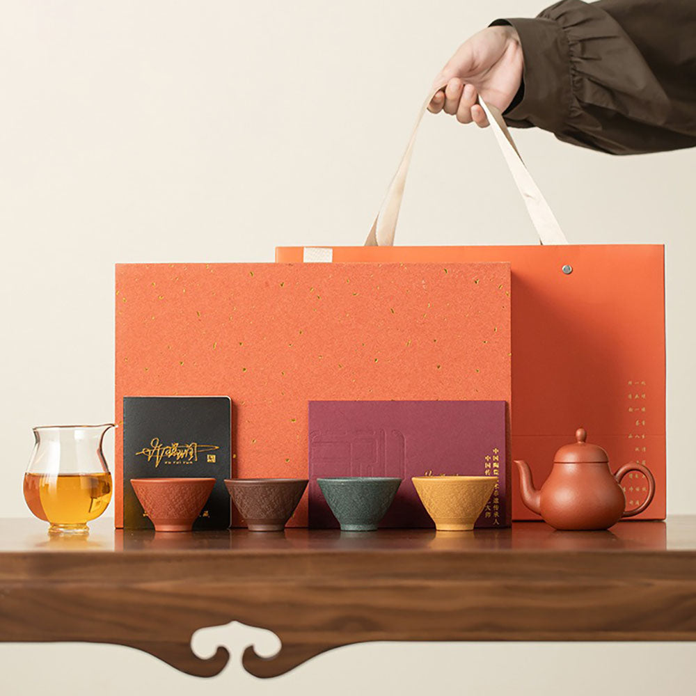Yixing Purple Clay Four Seasons Tea Set with Teapot and Teacups