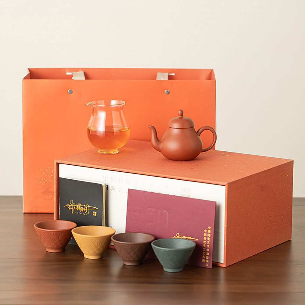 Yixing Purple Clay Four Seasons Tea Set with Teapot and Teacups