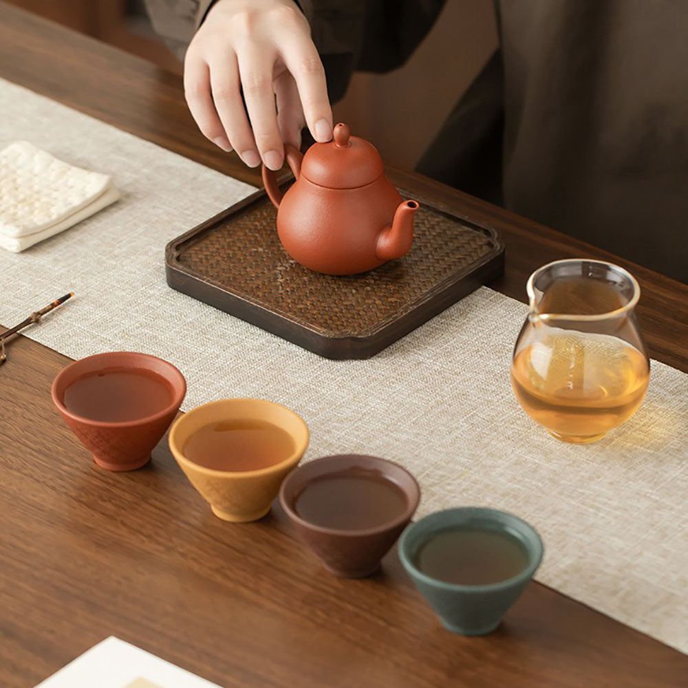 Yixing Purple Clay Four Seasons Tea Set with Teapot and Teacups