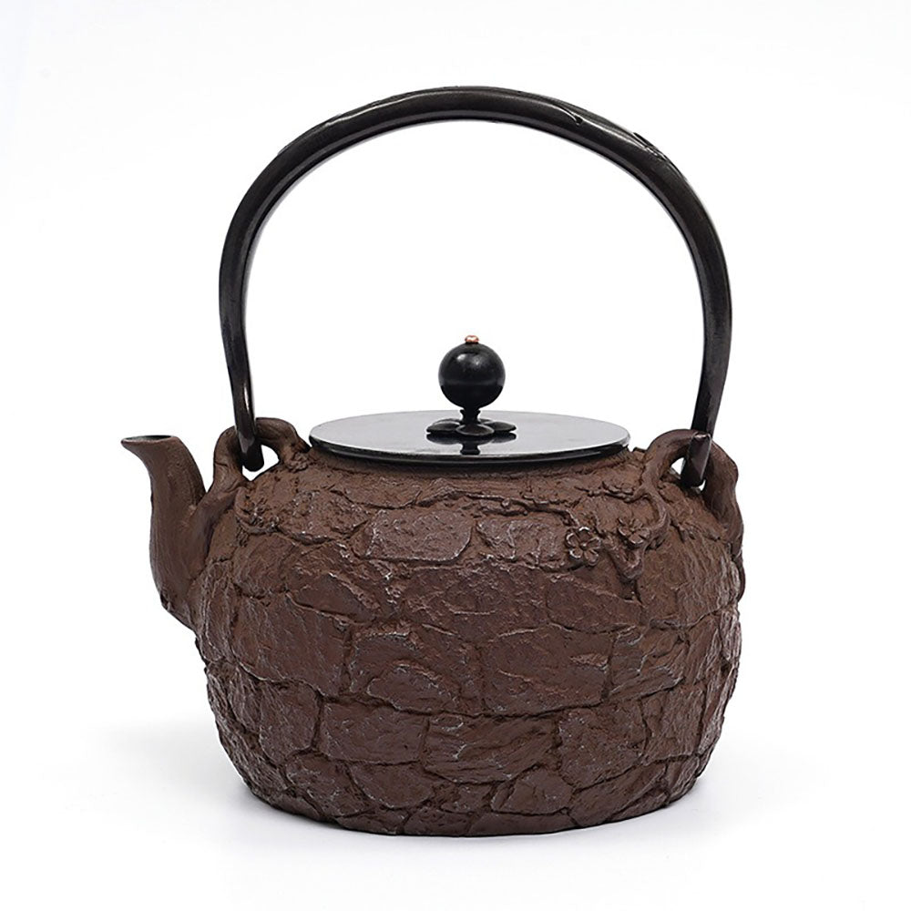 Japanese Cast Iron Teapot with Stone Texture, 40.6 oz