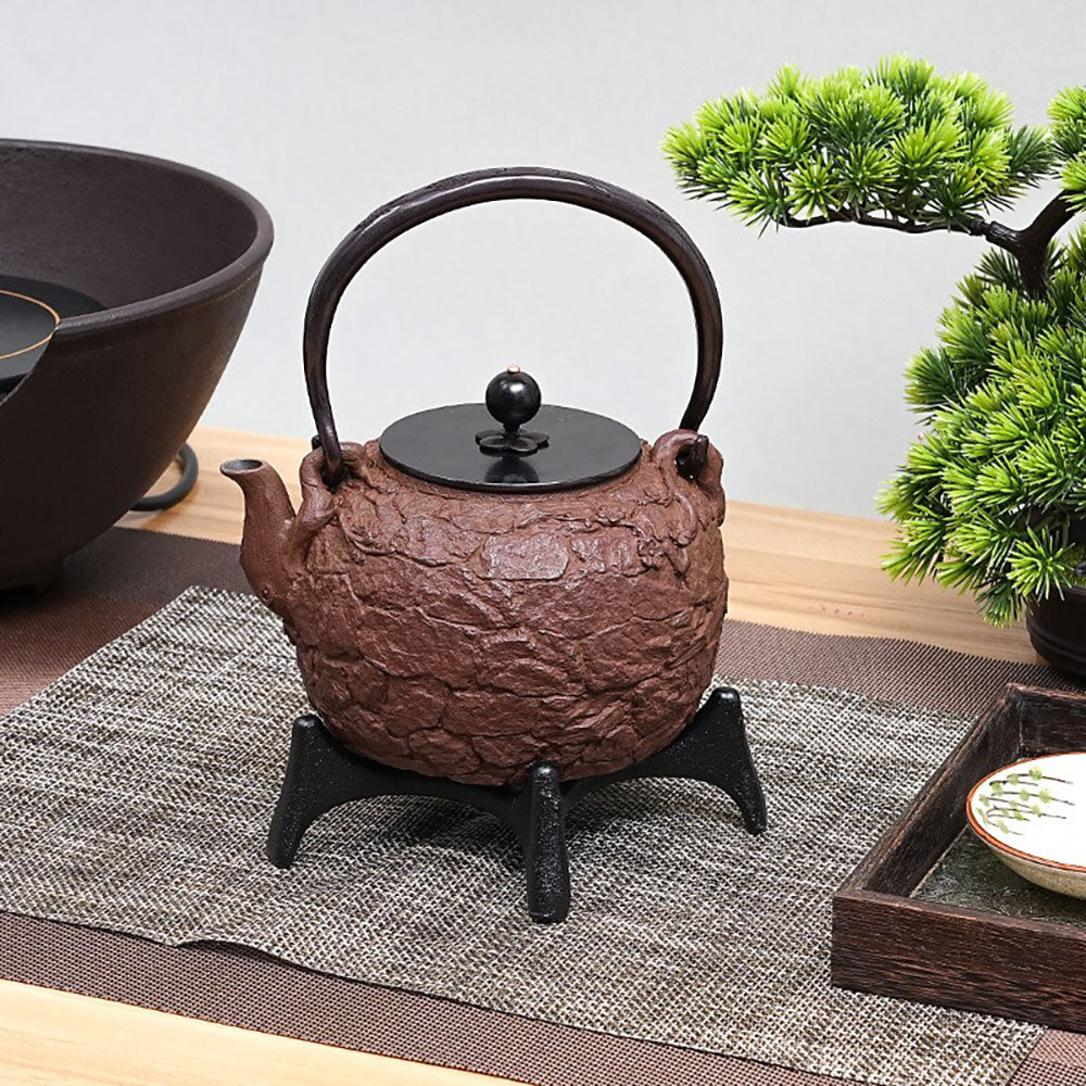 Japanese Cast Iron Teapot with Stone Texture, 40.6 oz