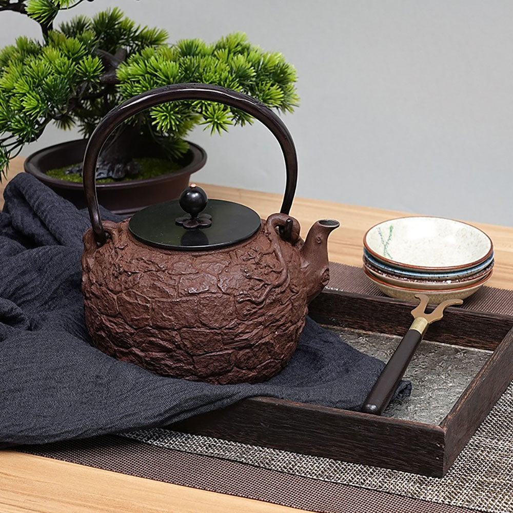 Japanese Cast Iron Teapot with Stone Texture, 40.6 oz