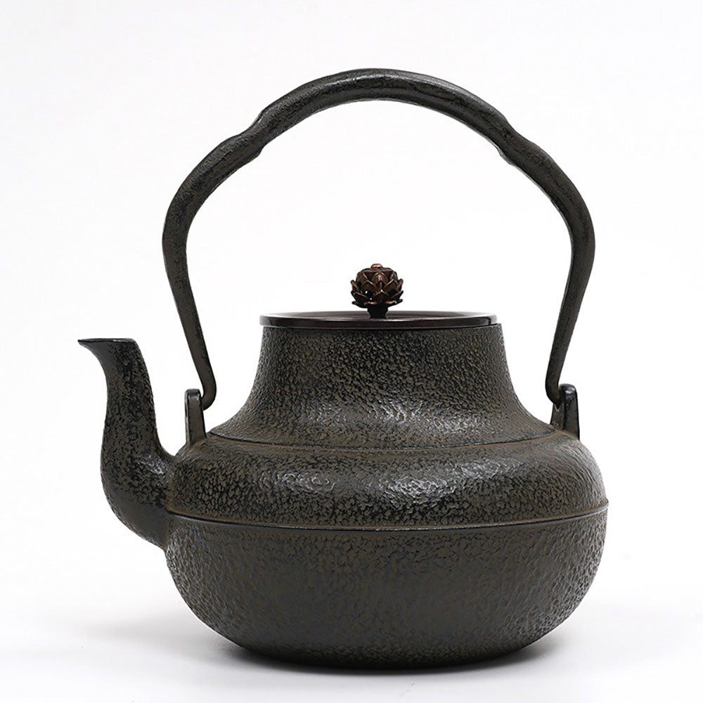 Japanese Cast Iron Tetsubin Teapot with Copper Lid