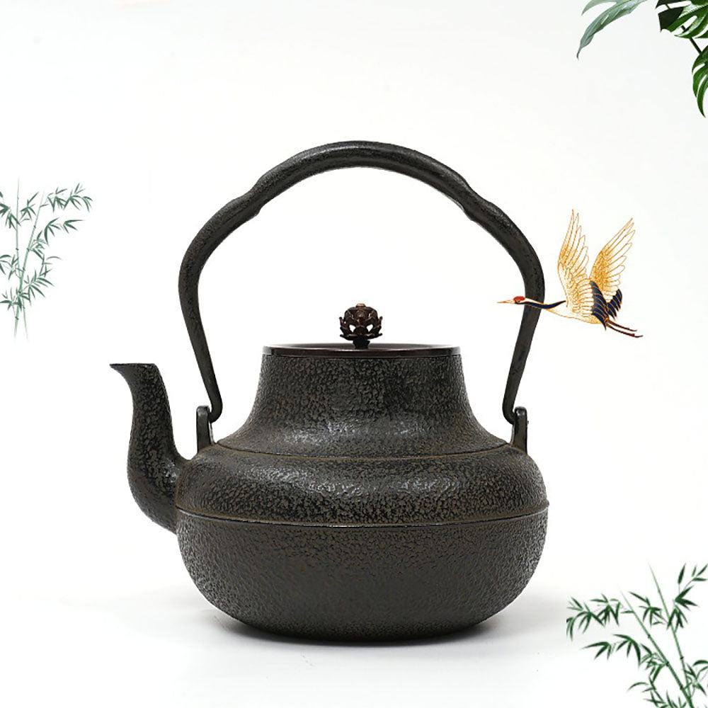 Japanese Cast Iron Tetsubin Teapot with Copper Lid