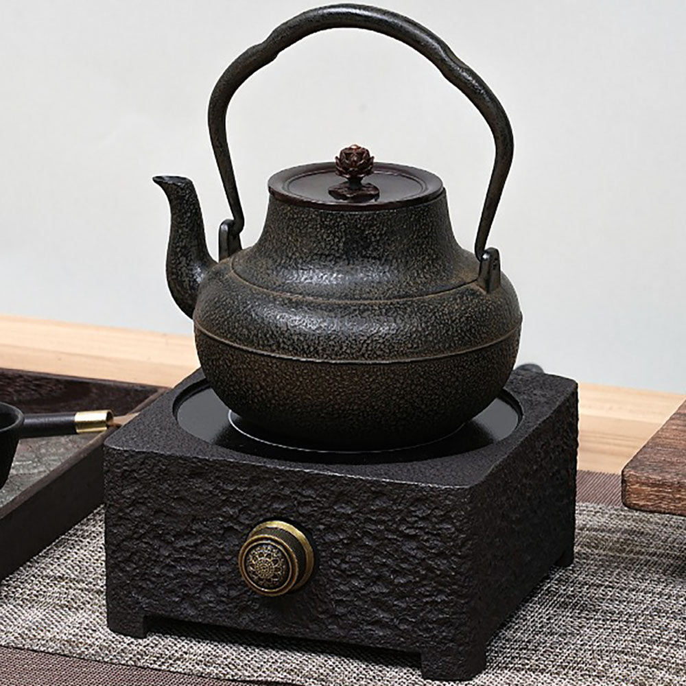 Japanese Cast Iron Tetsubin Teapot with Copper Lid