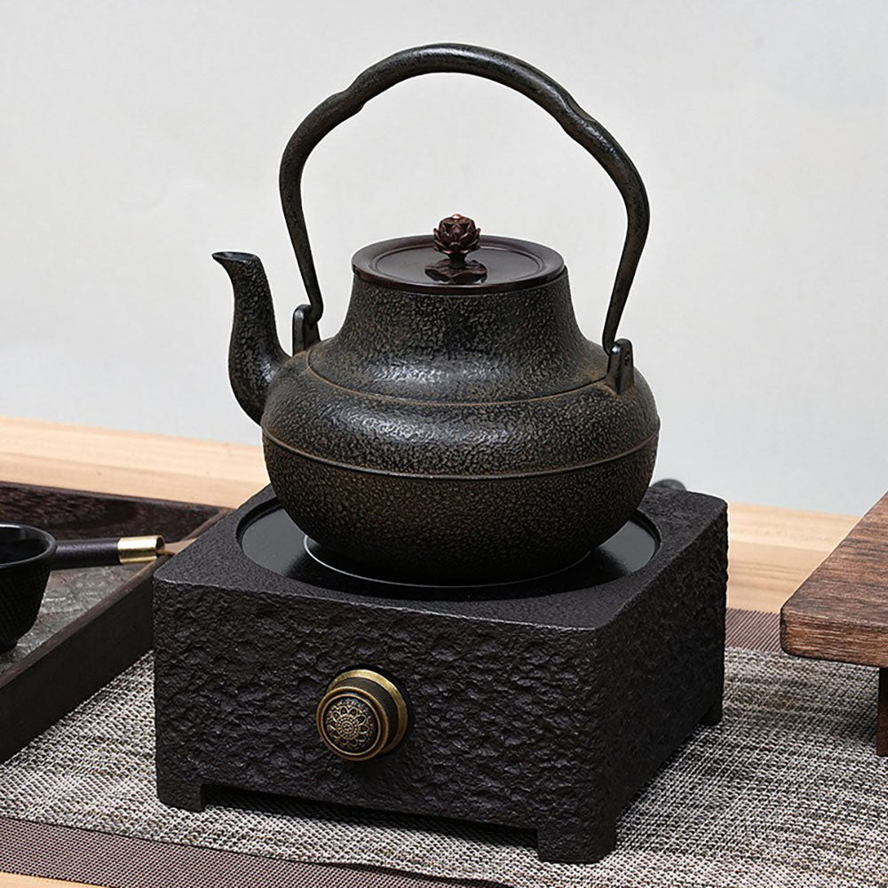 Japanese Cast Iron Tetsubin Teapot with Copper Lid