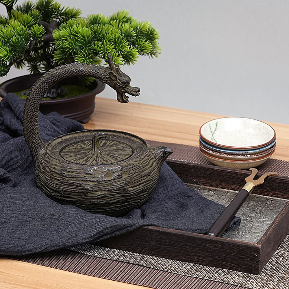 Japanese Cast Iron Teapot with Dragon Handle