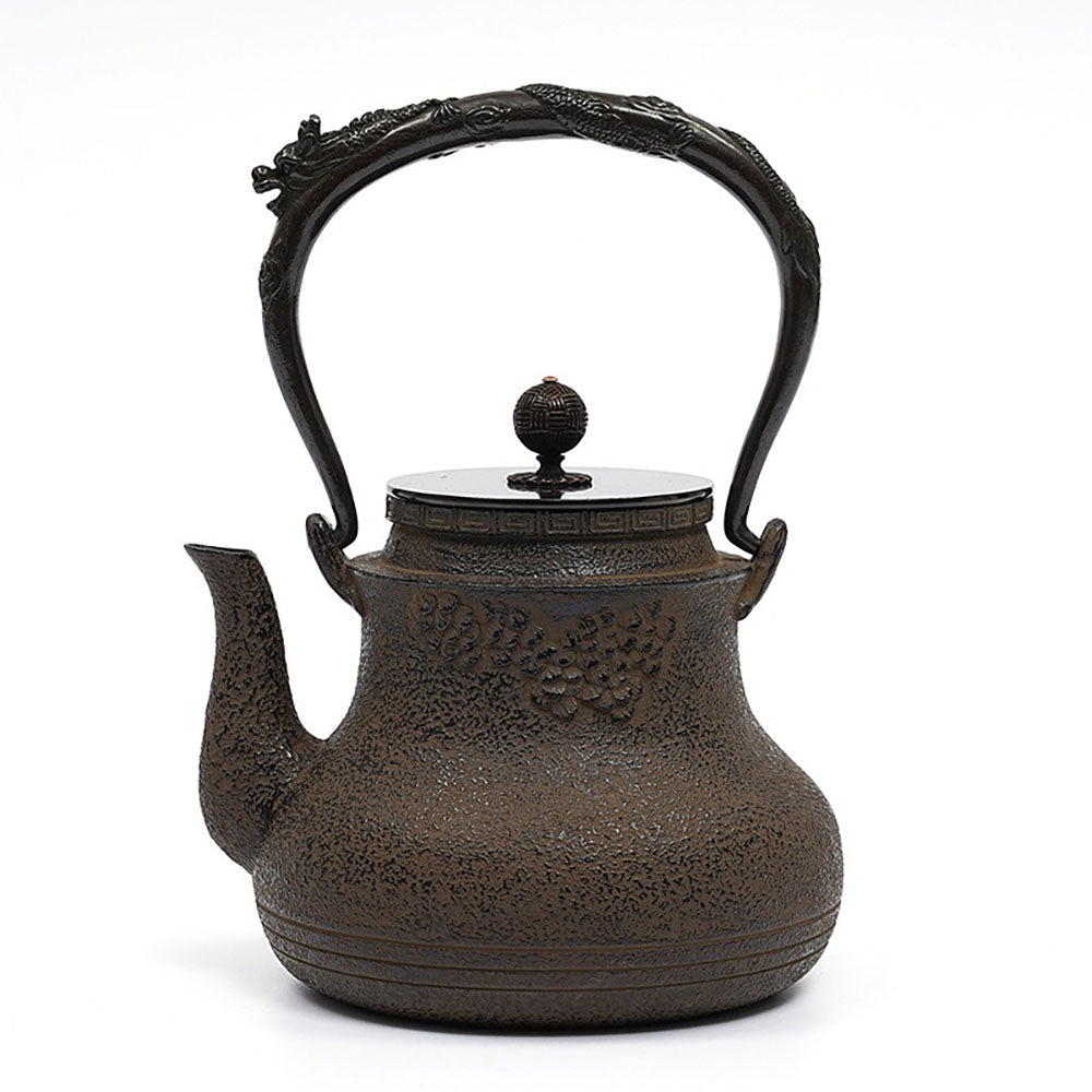 Japanese Cast Iron Teapot with Roaring Tiger Design