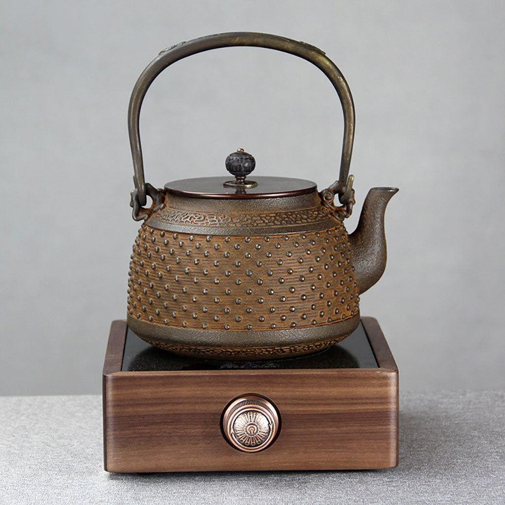 Japanese Cast Iron Teapot with Rivet Design