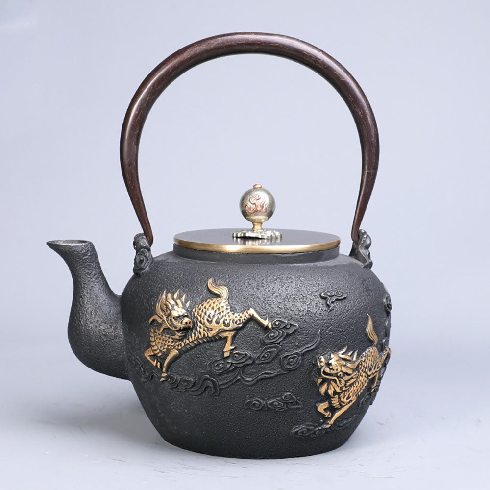 Japanese Qilin Cast Iron Teapot with Mythical Design