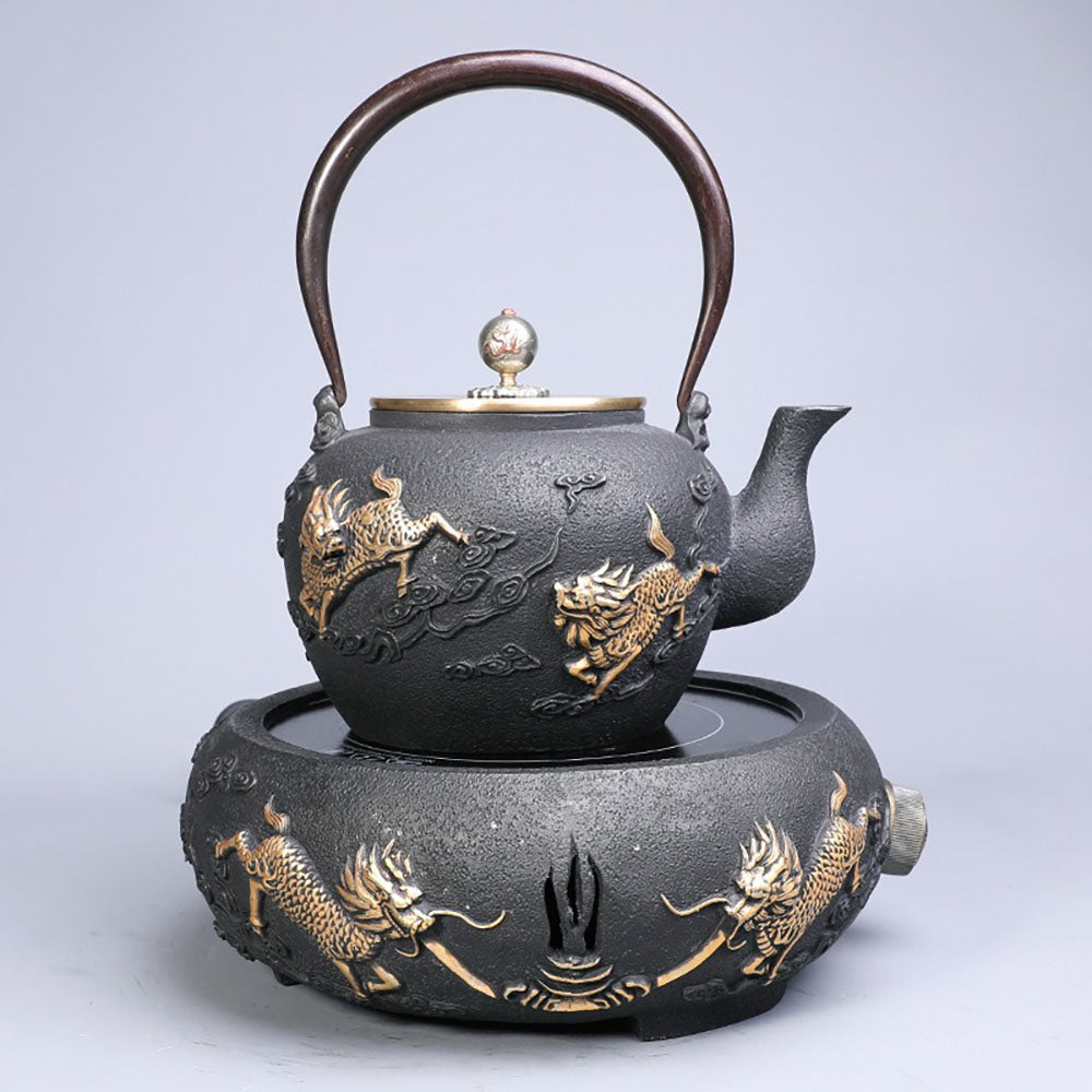 Japanese Qilin Cast Iron Teapot with Mythical Design