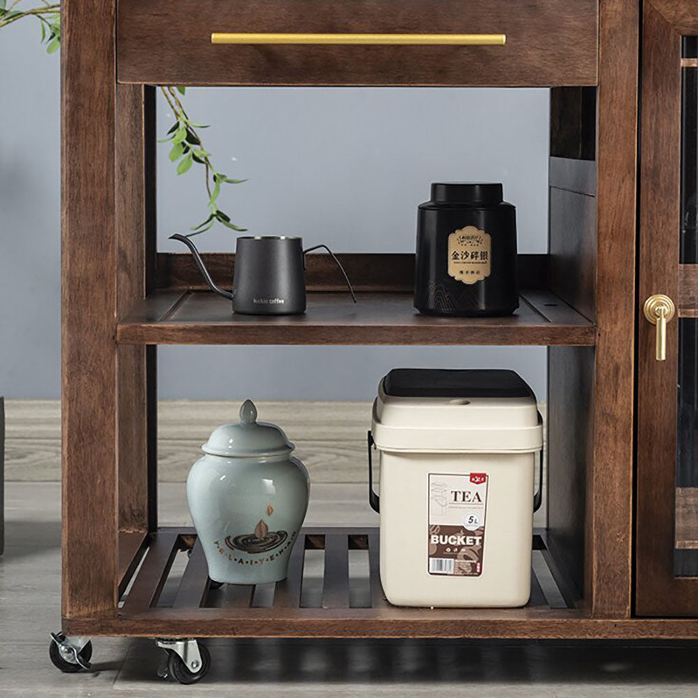 Extendable Walnut Tea Table with Heating Device and Storage