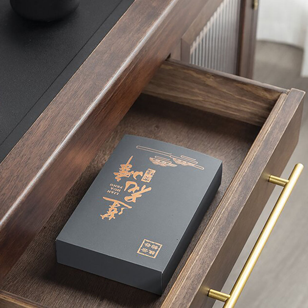 Extendable Walnut Tea Table with Heating Device and Storage