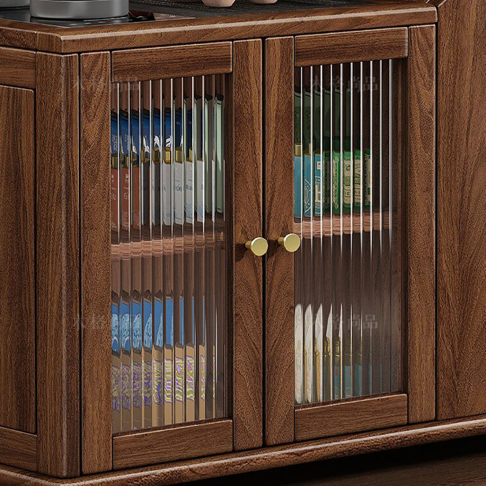 Walnut Extendable Rotatable Movable Tea Table with Storage