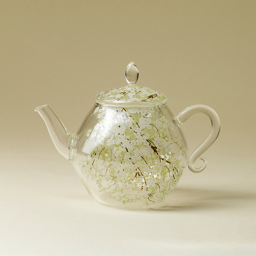 Spring Pear Blossom Borosilicate Glass Teapot 5.9 oz