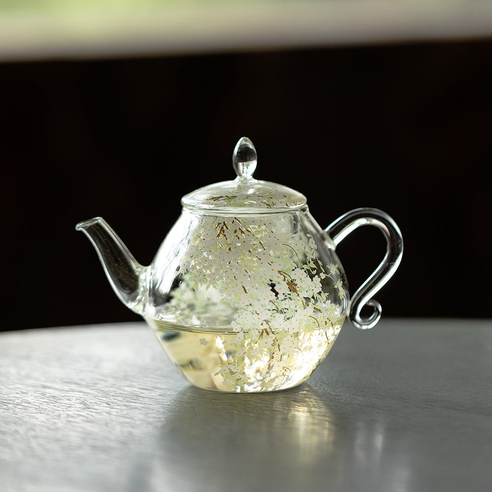 Spring Pear Blossom Borosilicate Glass Teapot 5.9 oz