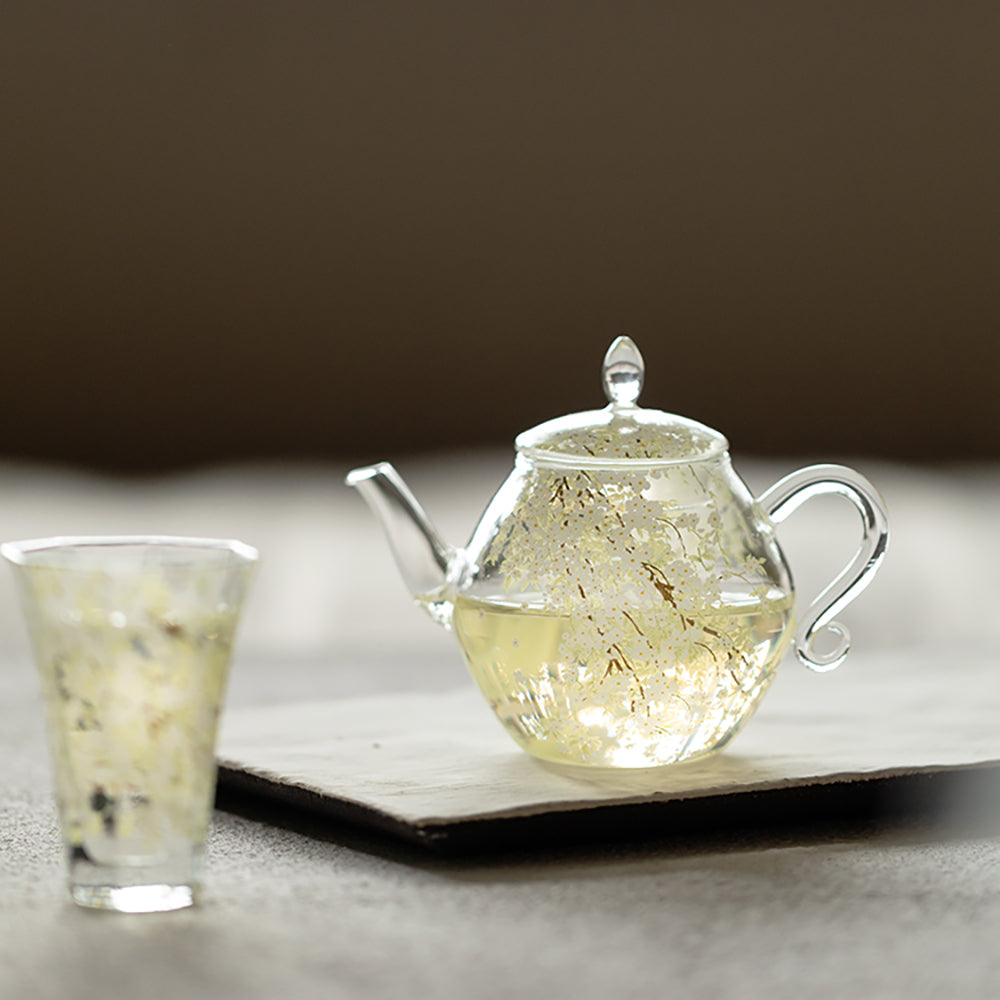 Spring Pear Blossom Borosilicate Glass Teapot 5.9 oz