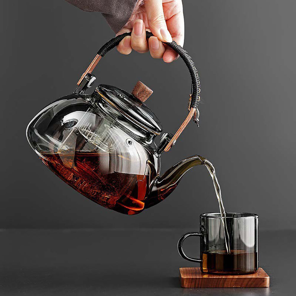 Grey Borosilicate Glass Teapot with Steam Infuser