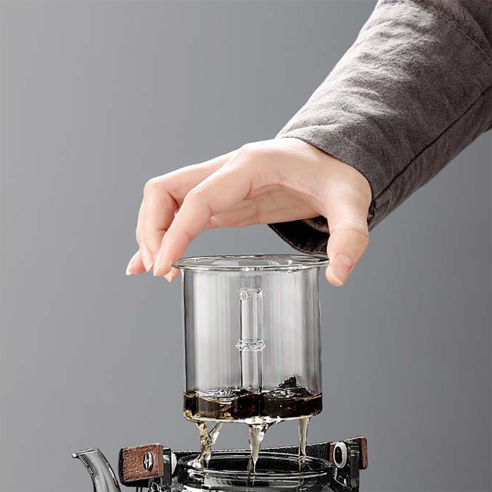 Grey Borosilicate Glass Teapot with Steam Infuser