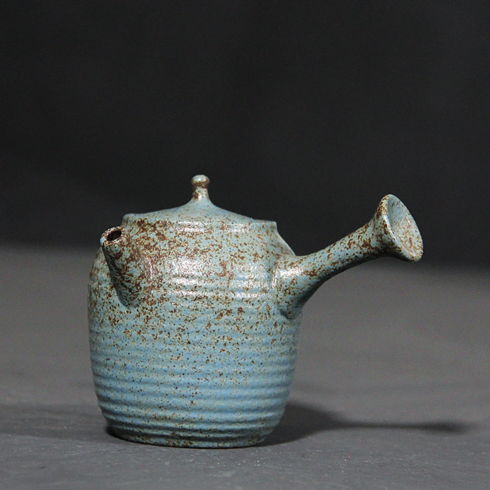 Japanese Blue Ceramic Side-Handled Teapot