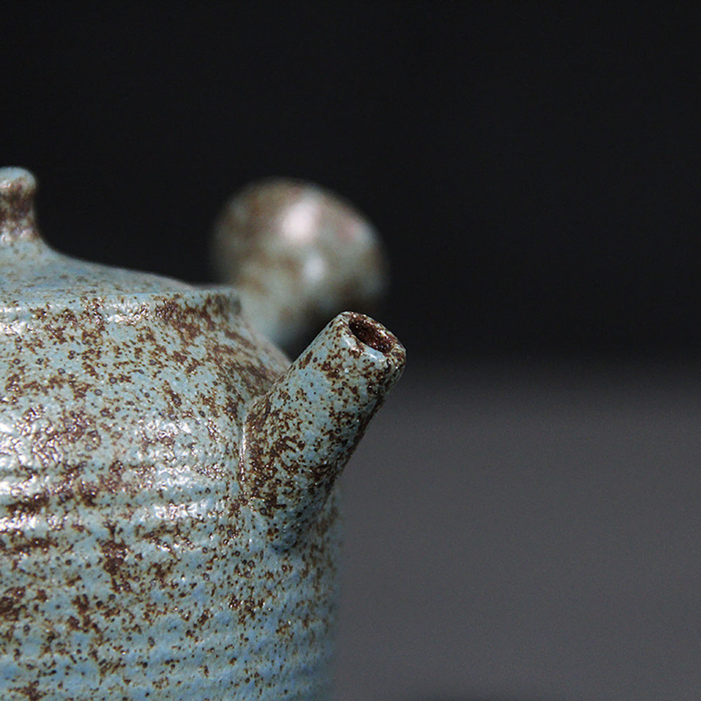 Japanese Blue Ceramic Side-Handled Teapot