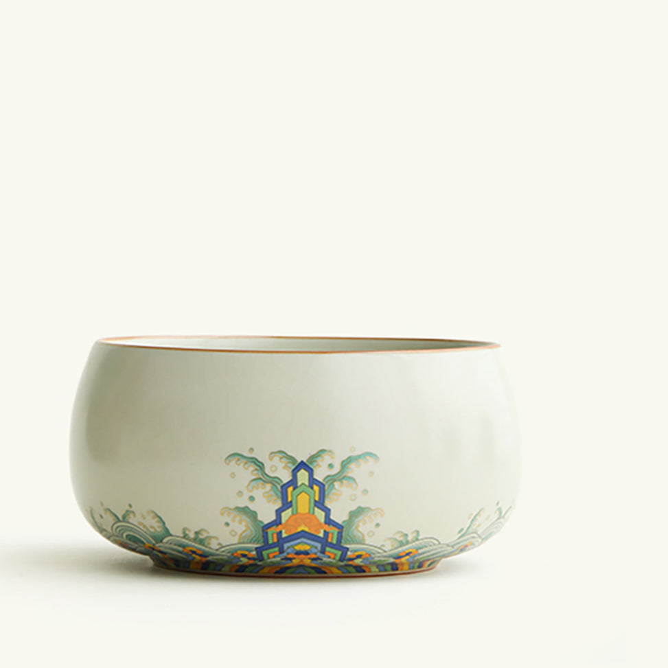 Ruyao Porcelain Tea Washer with Waves and Cliffs Design
