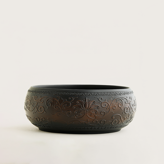 Purple Pottery Tea Washer with Entwined Lotus Design