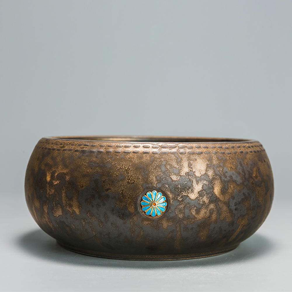 Enamel Daisy Coarse Pottery Tea Washer 8.1 Inch