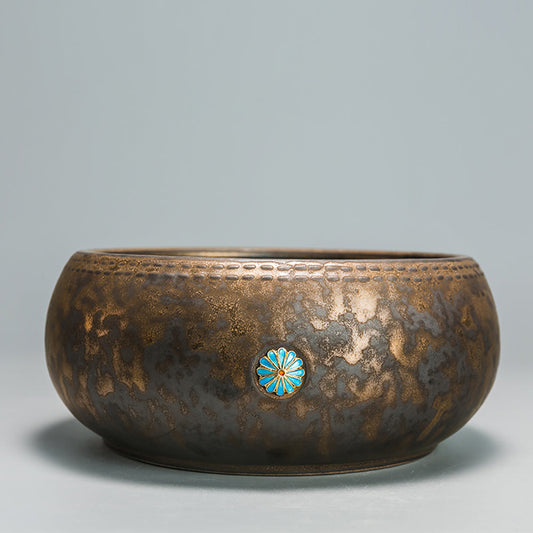 Enamel Daisy Coarse Pottery Tea Washer 8.1 Inch