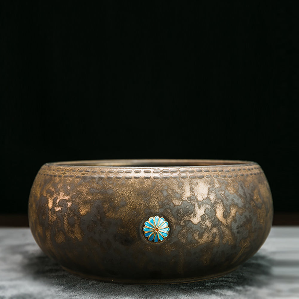 Enamel Daisy Coarse Pottery Tea Washer 8.1 Inch