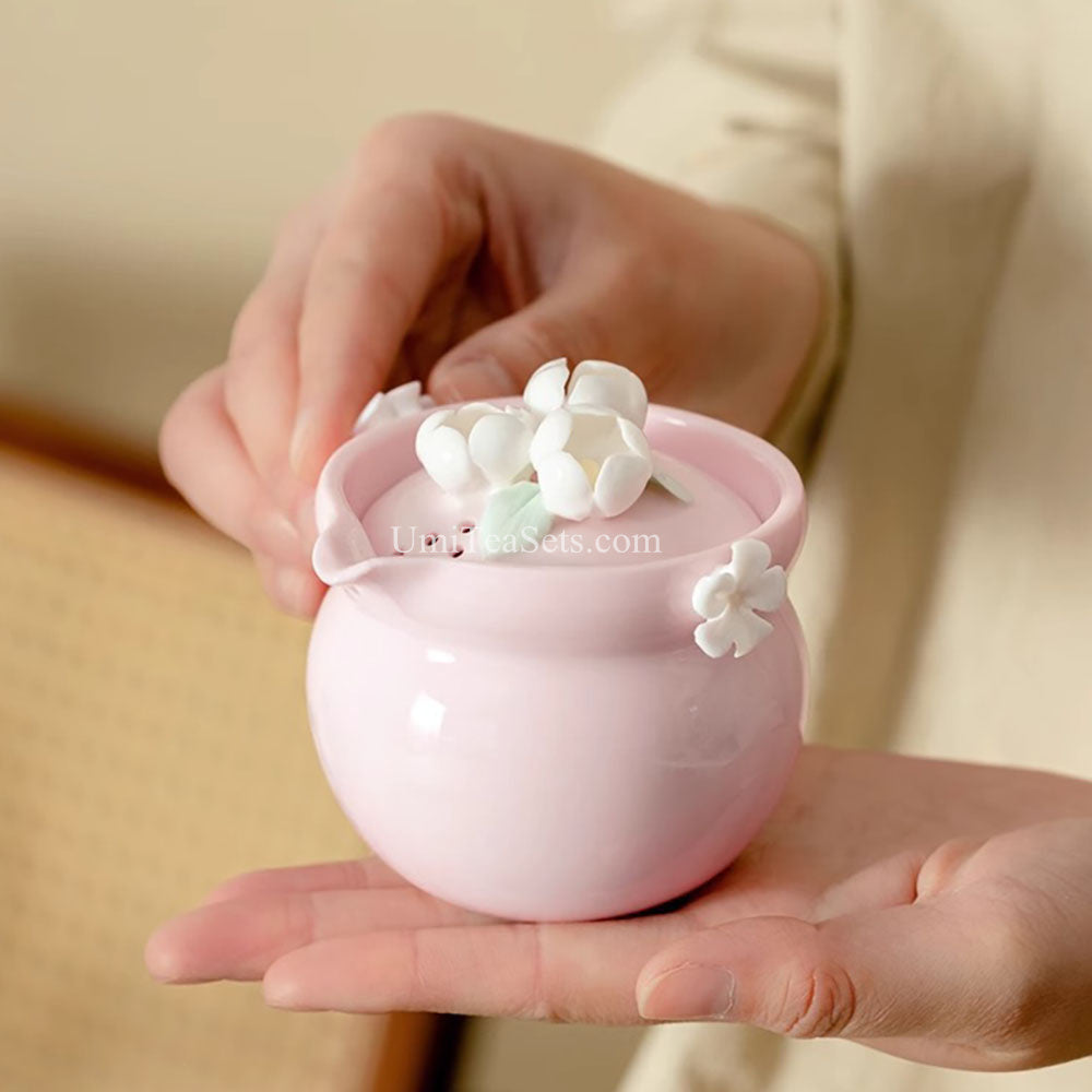 Pink Jasmine Porcelain Travel Tea Set with Case