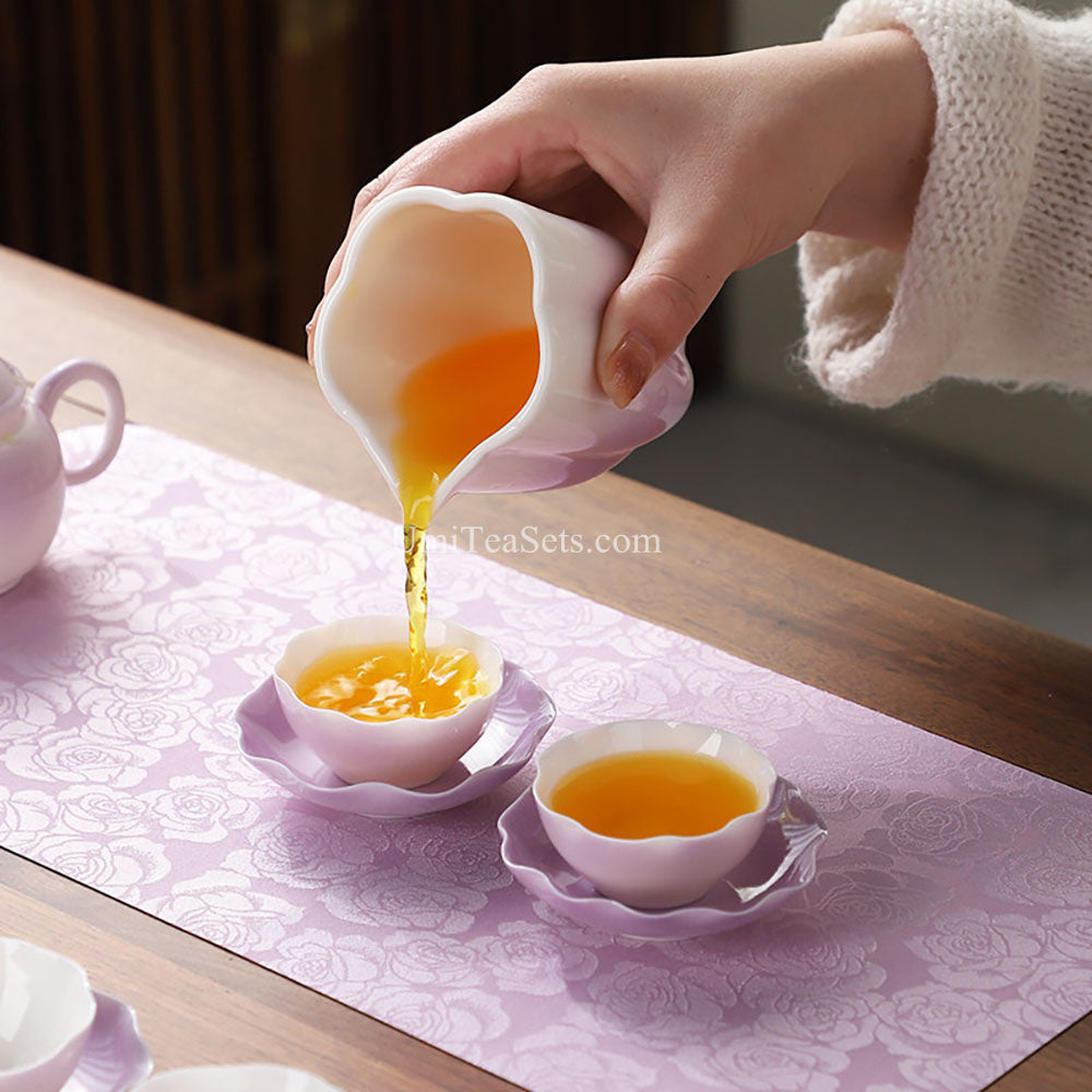 Gradient Purple Lotus Porcelain Tea Set