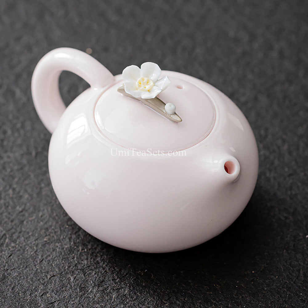 Pink Jasmine Porcelain Tea Set with Gaiwan and Teacups