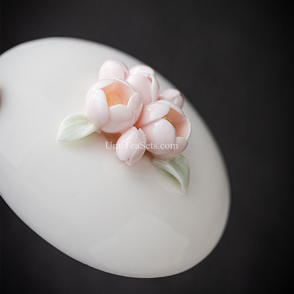 Pink Jasmine Porcelain Tea Set with Gaiwan and Teacups