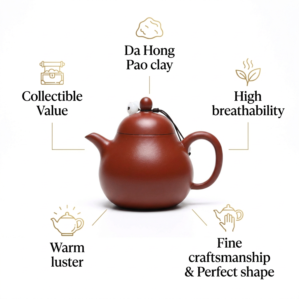 Yixing Da Hong Pao Pear-Shaped Clay Teapot
